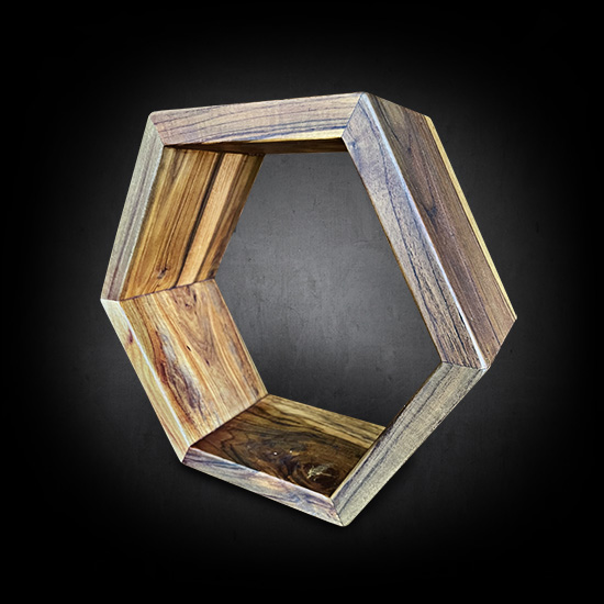 Honeycomb Hexagon Wall Shelf - Handcrafted Reclaimed Teak Wood - Geometric Shelves